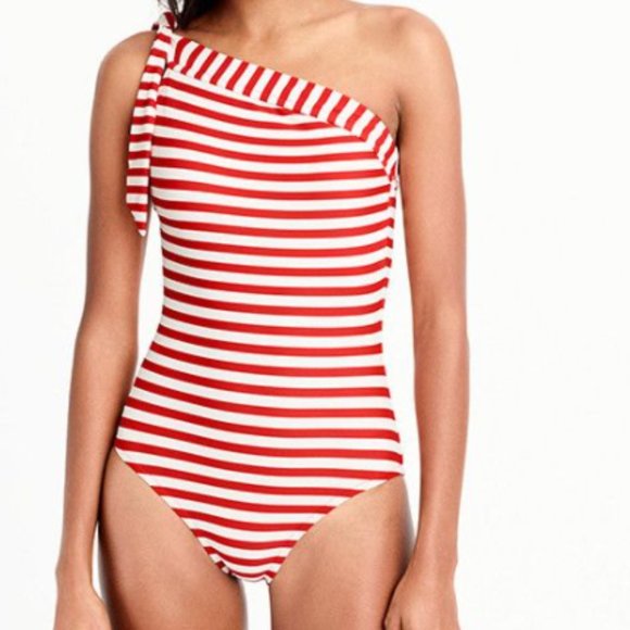 J. Crew Swimsuit One Shoulder Retro Stripe NWT